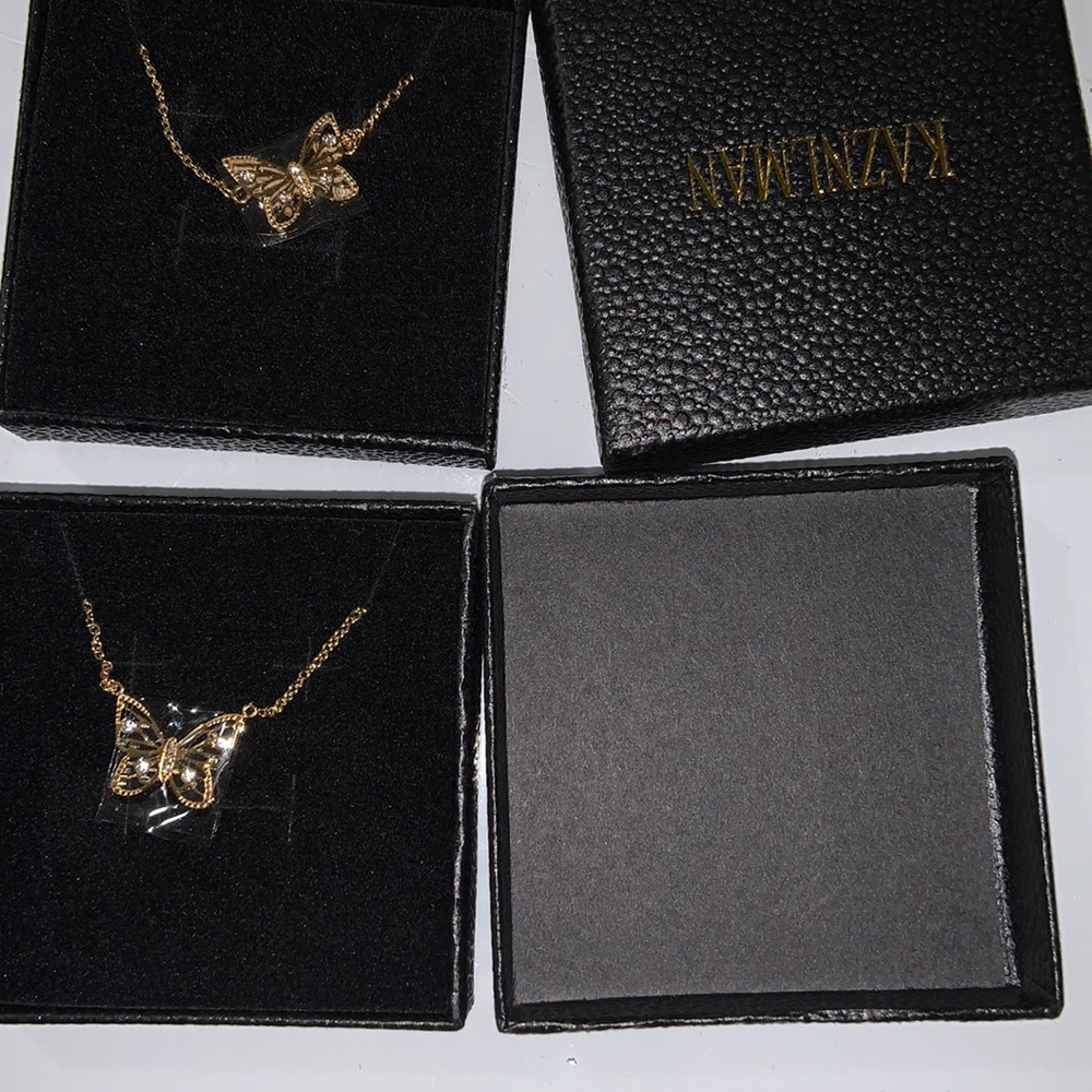 Gold butterfly bracelet and necklace